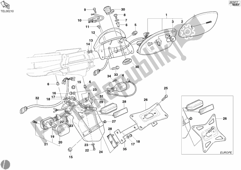 Tutte le parti per il Fanale Posteriore del Ducati Supersport 1000 SS 2003